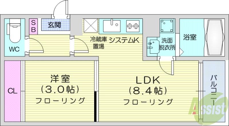 REGALEST F-1(1LDK/3階)の間取り写真