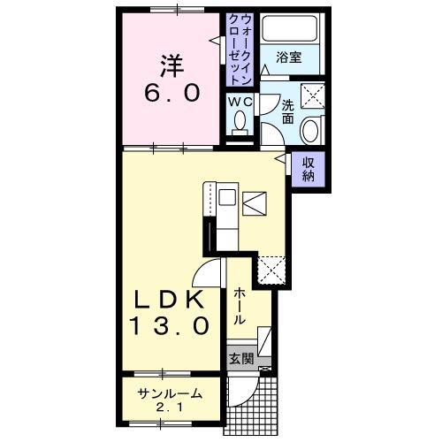 ティエラ(1LDK/1階)の間取り写真