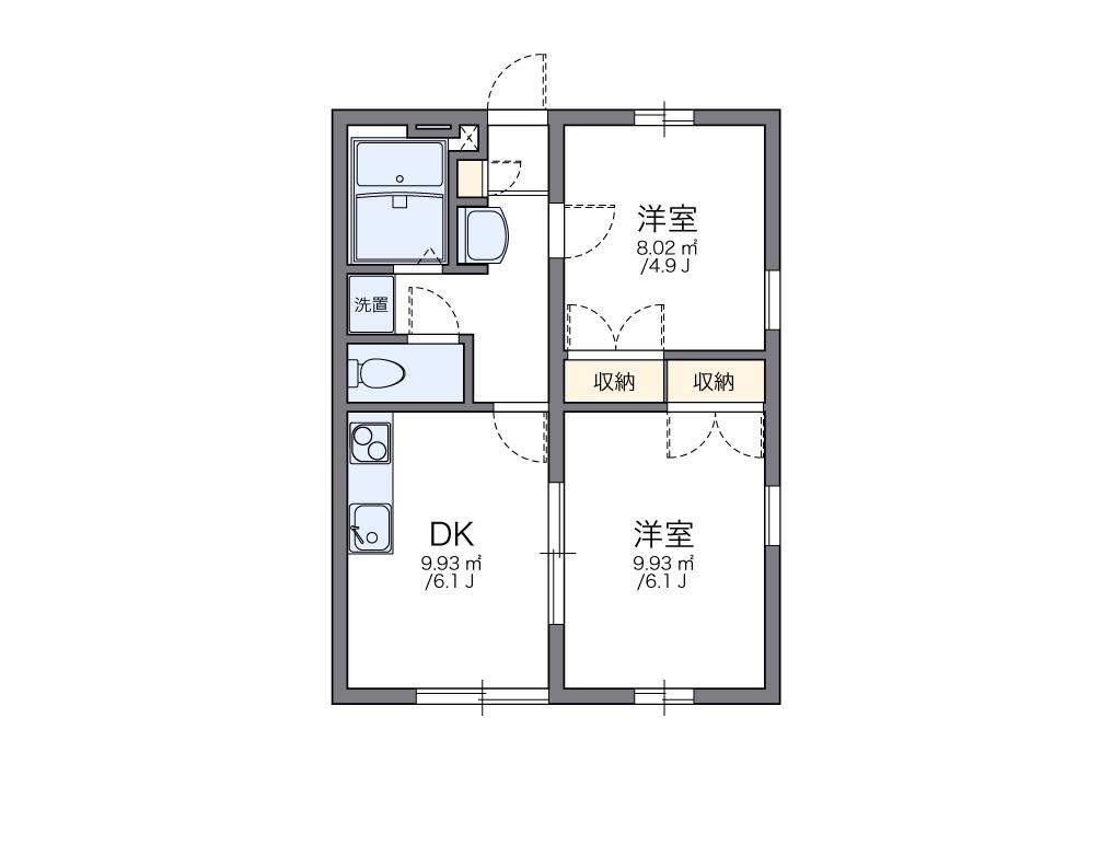レオパレス堅田(2DK/1階)の間取り写真