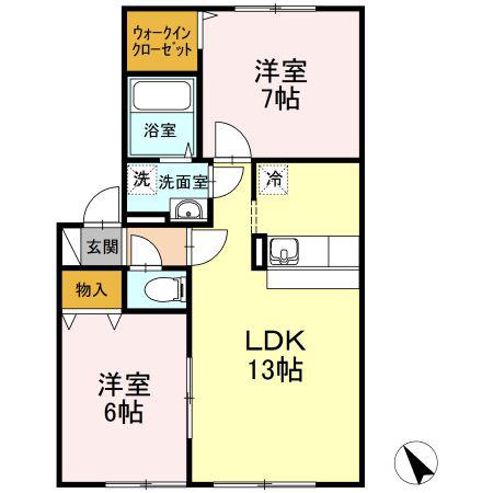 マルシェ(2LDK/1階)の間取り写真