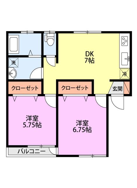 コーポ楓(2DK/2階)の間取り写真