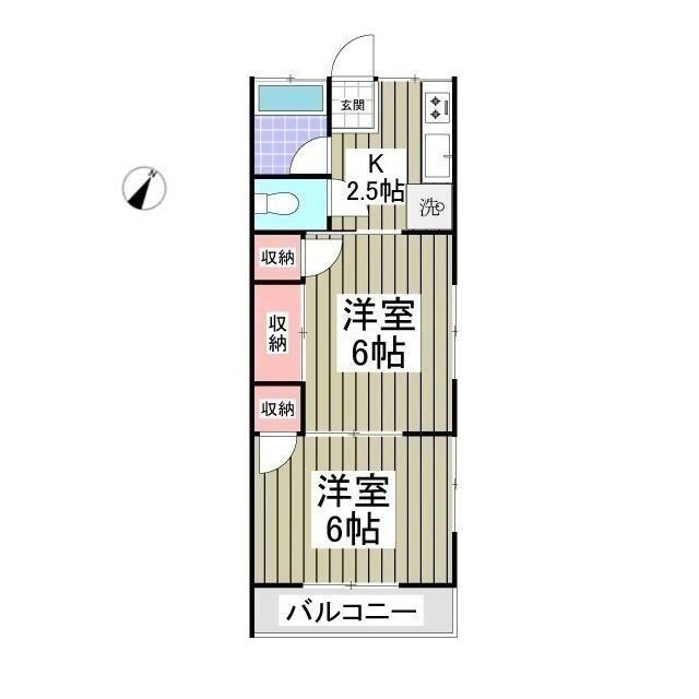 コーポ紺屋2号棟(2K/2階)の間取り写真