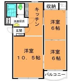 レジデンスレインボー(2LDK/3階)の間取り写真