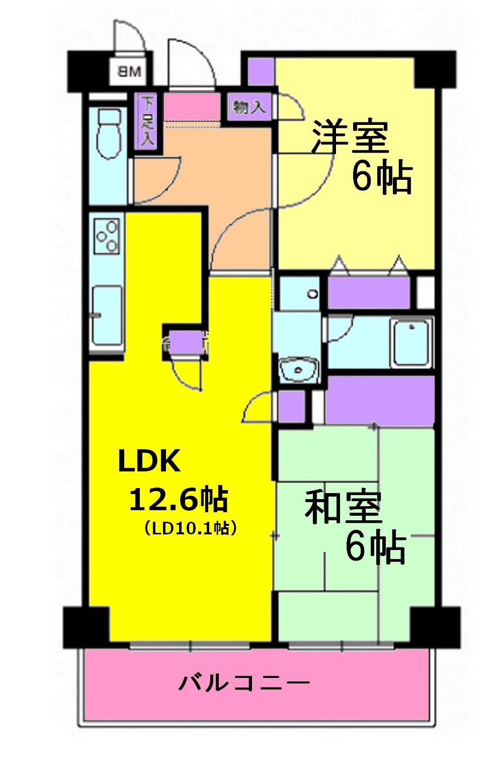ベルシェモア(2LDK/2階)の間取り写真