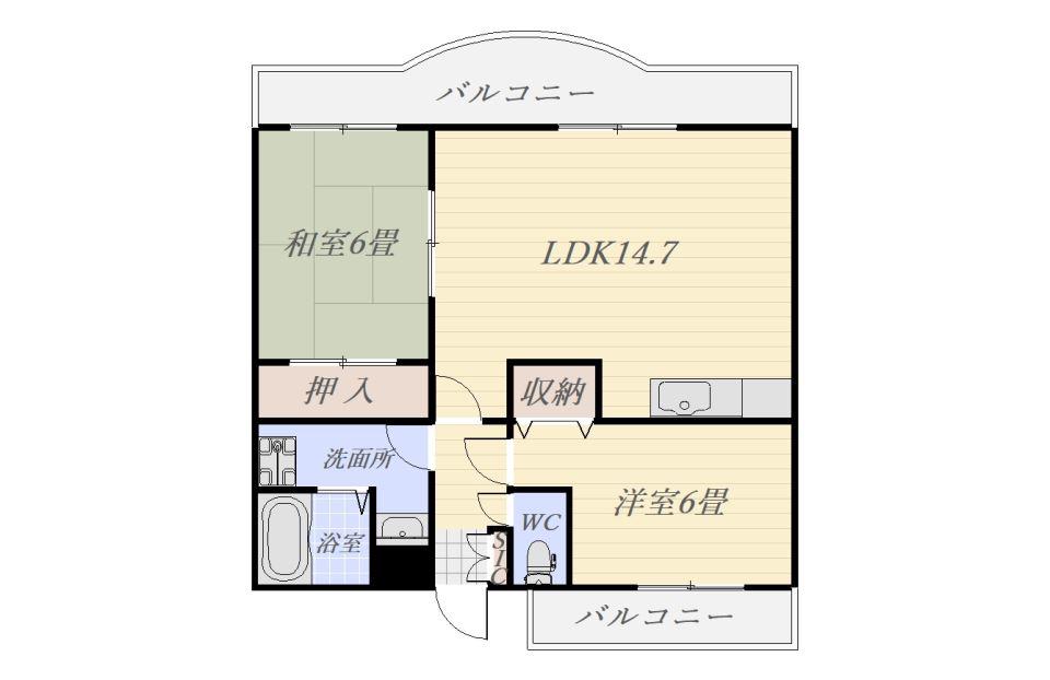 コスモス(2LDK/2階)の間取り写真