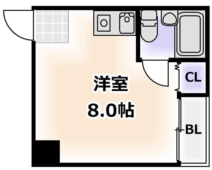プレステージュ長居(ワンルーム/2階)の間取り写真