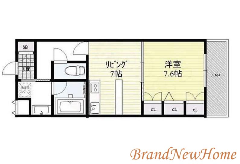 KAISEI堺(1DK/3階)の間取り写真