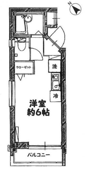 ヒルサイド大崎(1K/3階)の間取り写真