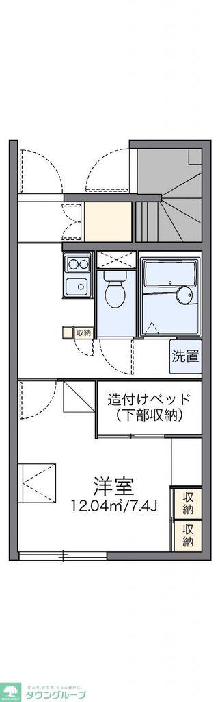 レオパレスメルベーユ(1K/1階)の間取り写真