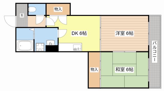 ソシオ東亜(2DK/4階)の間取り写真