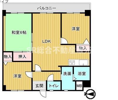 サン・ヴェール春日(3LDK/5階)の間取り写真