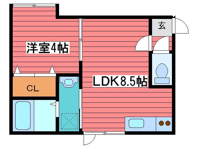 アークコート月寒中央(1LDK/3階)の間取り写真