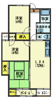 マンション堺捨(3LDK/7階)の間取り写真