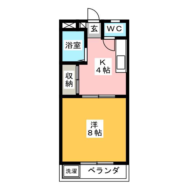 コーポグランデ立花(1K/3階)の間取り写真