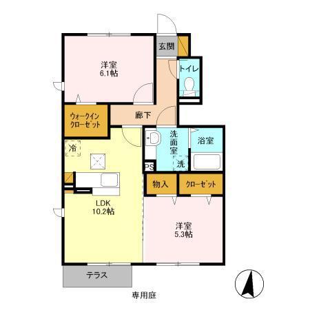 サン・フォレスト(2LDK/1階)の間取り写真