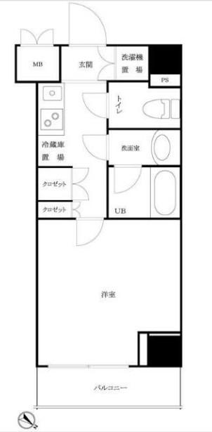 ルーブル三田(1K/4階)の間取り写真