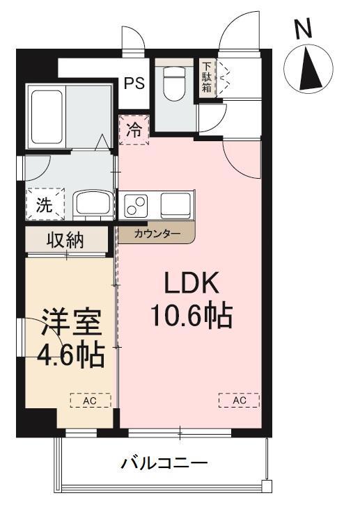 メルベーユ観光通(1LDK/5階)の間取り写真