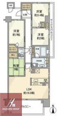 ブランズシティ千里古江台(4LDK/4階)の間取り写真