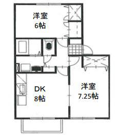 ファミーユ竹原F(2DK/2階)の間取り写真