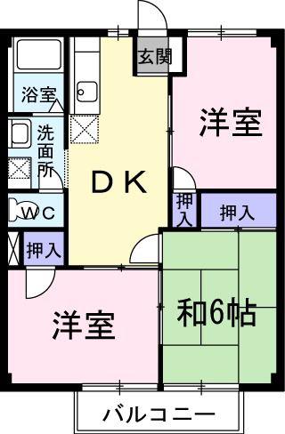 サンハイムI(3DK/2階)の間取り写真