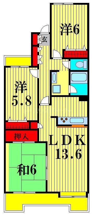 コープ野村松戸(3LDK/3階)の間取り写真