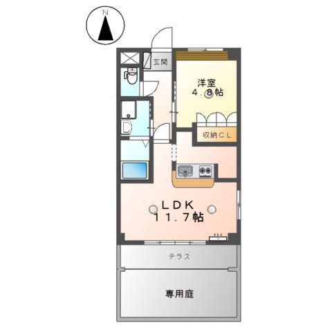 メゾンリリーライト(1LDK/1階)の間取り写真