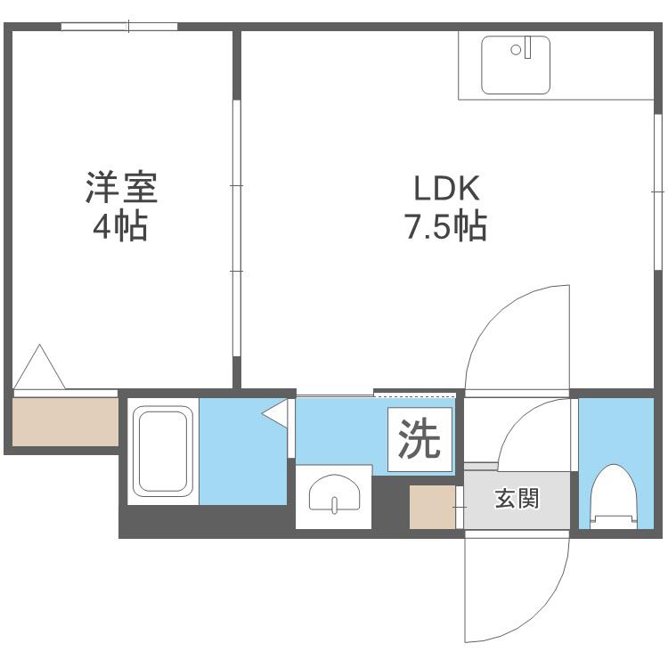 ラフィーネ発寒南II(1LDK/4階)の間取り写真