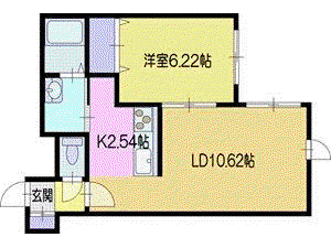 スプリング厚別(1LDK/4階)の間取り写真