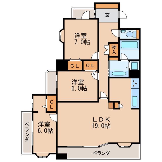 ライオンズシティ栄(3LDK/12階)の間取り写真