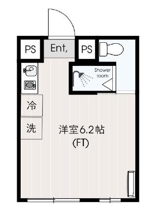 ドミひのき(ワンルーム/2階)の間取り写真