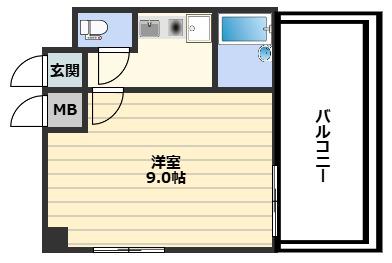 兎我野町聚楽マンション(1K/7階)の間取り写真