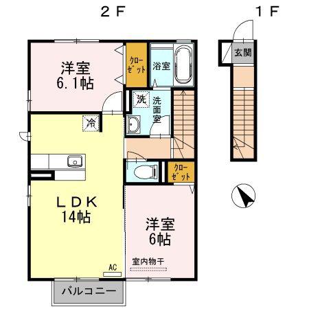 D-ROOM白石(2LDK/2階)の間取り写真