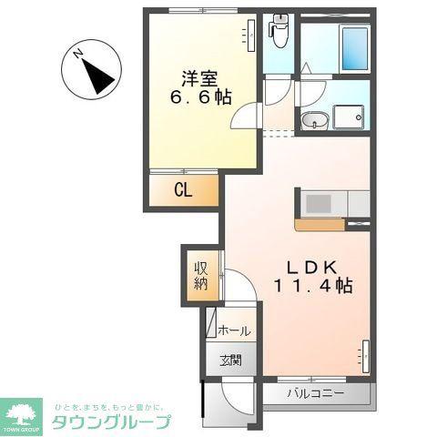 ヴェルジュみのやま(1LDK/1階)の間取り写真