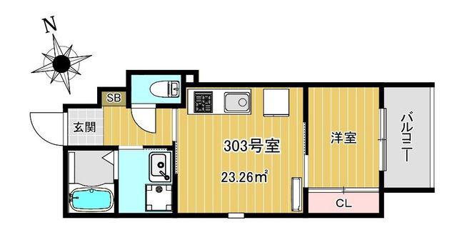CHARME MAISON香椎(1LDK/3階)の間取り写真