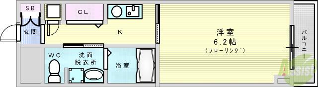 十三本町ウインズマンション2(1K/4階)の間取り写真
