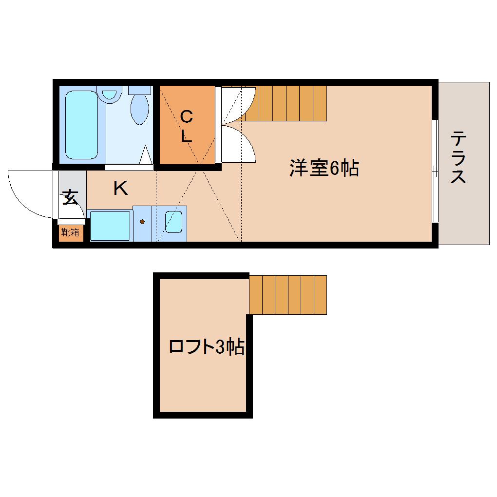 レオパレス 法華寺(1K/1階)の間取り写真