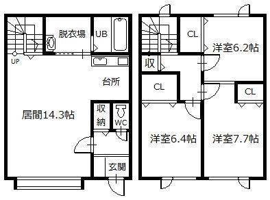 アトラス(3LDK/1階)の間取り写真