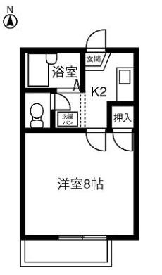 ハイツ岡本I(1K/2階)の間取り写真
