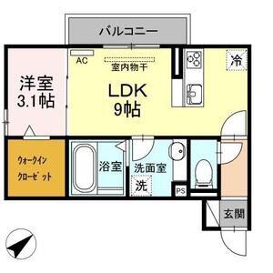 LA TOUR(1LDK/3階)の間取り写真