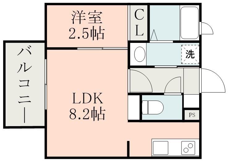 LANDMARK城西本通(1LDK/8階)の間取り写真