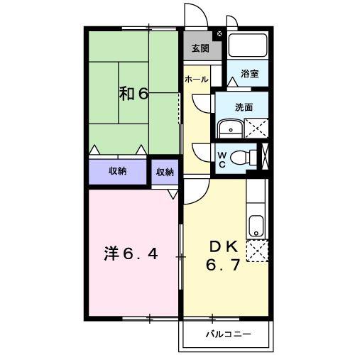 サンライズ I(2DK/2階)の間取り写真