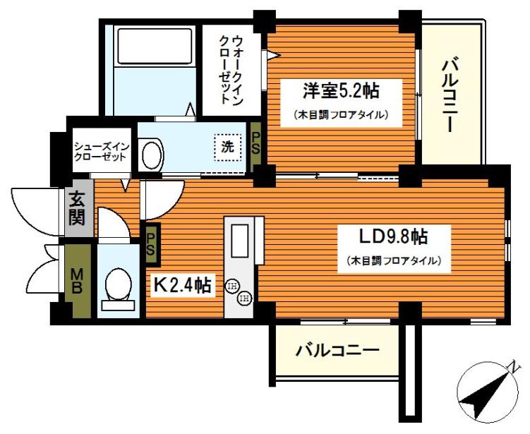 BAY WOOD YOKOHAMA(1LDK/2階)の間取り写真