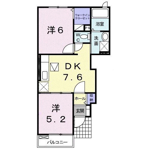 YSコート四番館(2DK/1階)の間取り写真