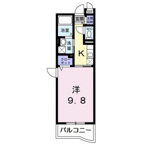 ハーベスト下中野(1K/3階)の間取り写真