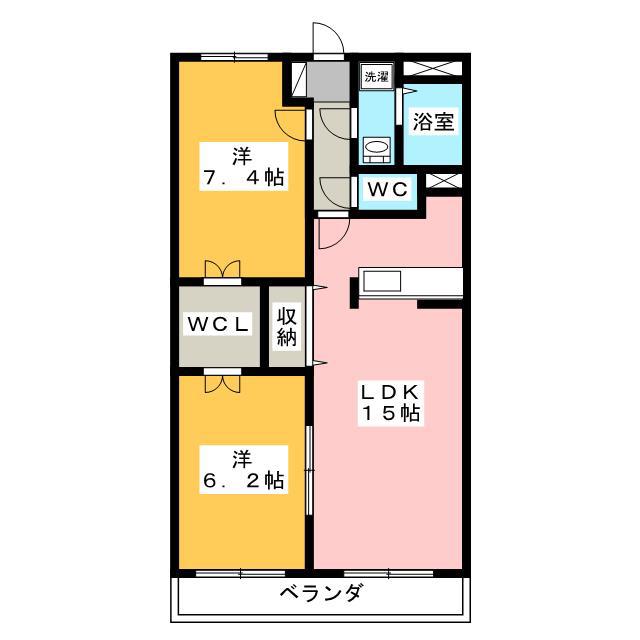 エクセルコートB(2LDK/1階)の間取り写真