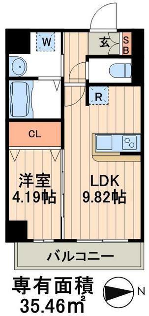 レジデンスフジミ(1LDK/2階)の間取り写真