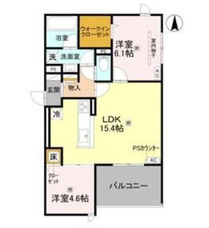 エクレール沢之町(2LDK/3階)の間取り写真