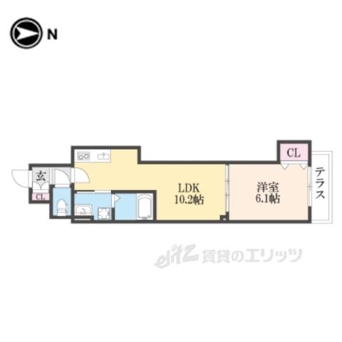クリエオーレ天理(1LDK/1階)の間取り写真