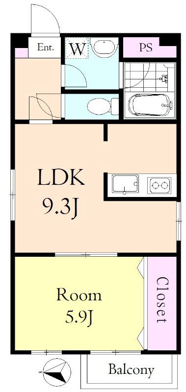 グランシャリオワタナベ(1LDK/2階)の間取り写真