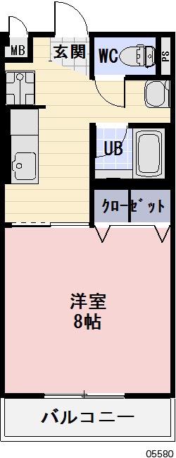 メナークレール(1K/1階)の間取り写真